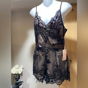 Embroidered Chemise SEQUINS HALTER TOP ROMPER